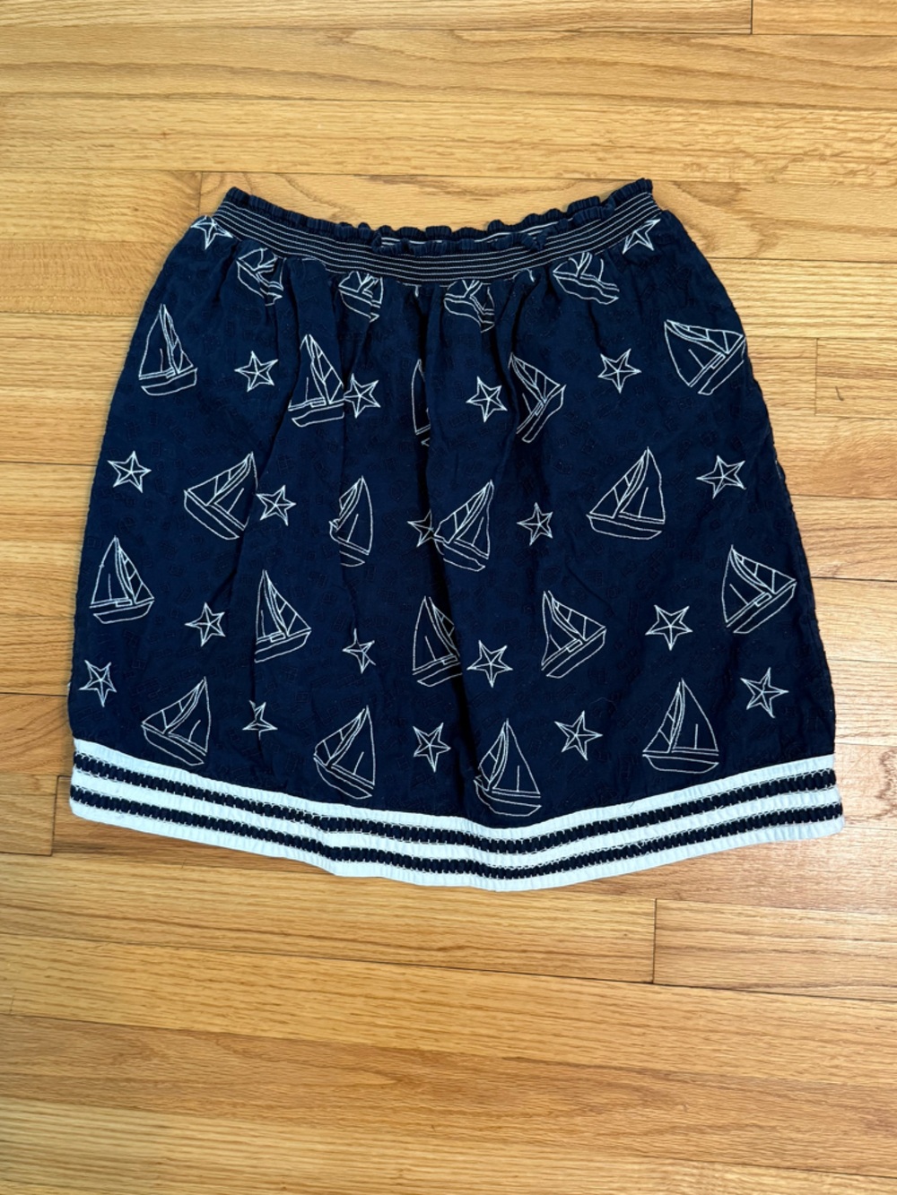 Anthropologie Postmark Star Chart Sailboat Skirt M Navy Nautical Preppy Coastal